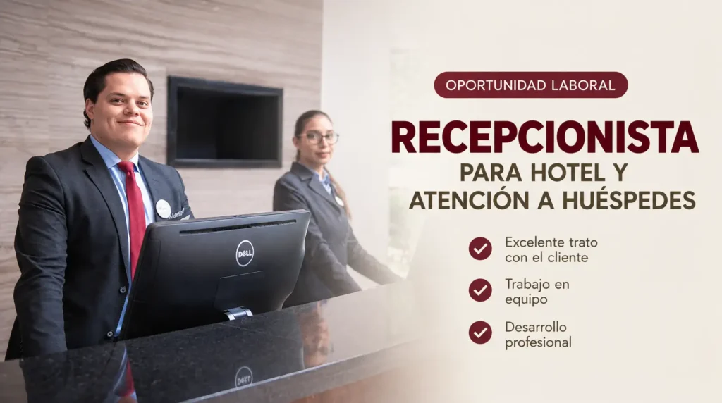 Recepcionista para hotel y atención a huéspedes